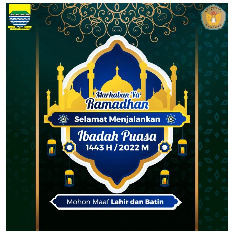 Marhaban Ya Ramadhan. Keluarga besar SMP Negeri 13 Bandung mengucapkan Selamat menjalankan ibadah puasa Ramadhan 1443 H.